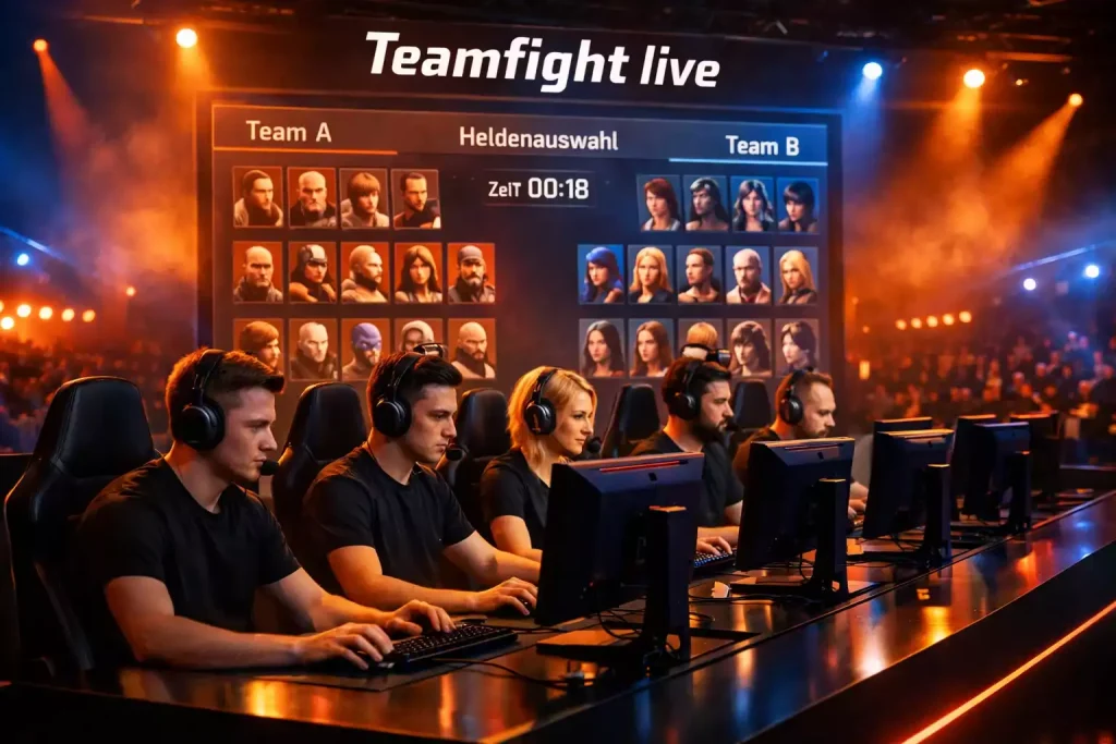 Overwatch 2 Wetten — eSport-Team beim Overwatch-2-Match auf der Turnierbühne